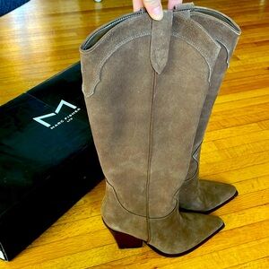 Marc Fisher “Nalita” brown suede heeled boots